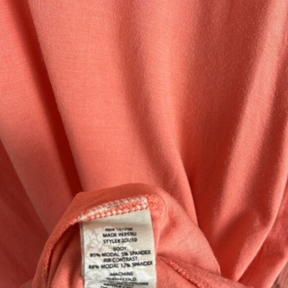 Soft Surroundings v-neck peach ribbed long sleeve tunic top - Picture 3 of 5